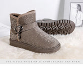 Mid-Top Artificial Plush Snow Boots with Solid Color Lining for Women - Himpall